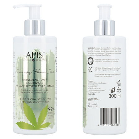 APIS Cannabis Home Care Naturalny tonik łagodzący na bazie hydrolatu z konopi, 300 ml